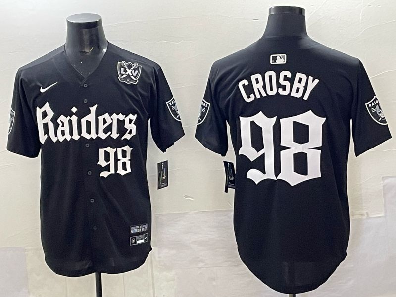 Men 2025 Oakland Raiders 98 Crosby Black 6th generation Joint Name Nike Limited NFL Jersey style 09